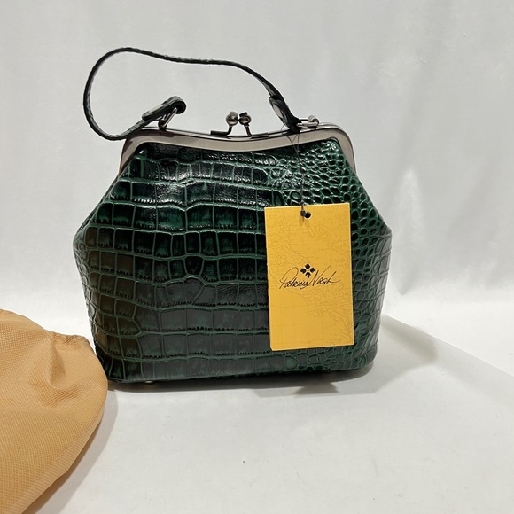 NWT Patricia Nash Green Crocodile print Leather Satchel Crossbody - Picture 8 of 8